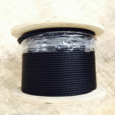 7x7 Structure Black Plated  Steel Aircraft Cable with 550 kgs Breaking Strength and 22.64 kg Weight per Reel
