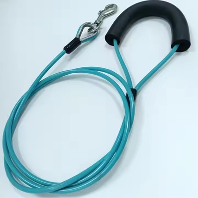 Harga yang bagus Heavy Duty Tie Out Cable Leash dengan Metal Durable Spring Double-ended Steel Glue Coating Wire Traction Rope untuk Anjing Outdoor on line