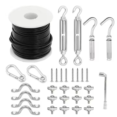 Good price PVC Coated Picture Wire 15M With Turnbuckle Wire Tensioner Thimble Eye Hooks Heavy Duty Steel online