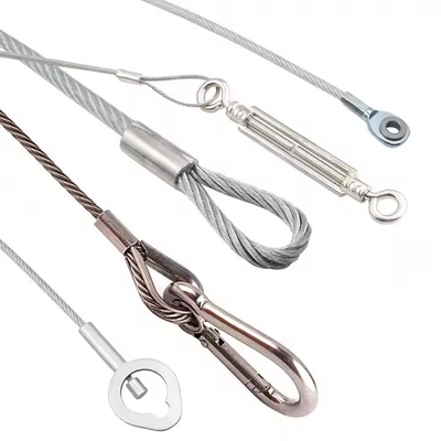 Bom preço Alta Tensibilidade PVC Preto revestido de aço galvanizado cabo de corda de arame com loops on-line