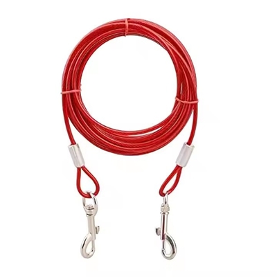 Qualité Laisse de câble d'attache robuste avec ressort métallique durable, corde de traction en fil d'acier à double extrémité enduite de colle pour chiens en extérieur usine