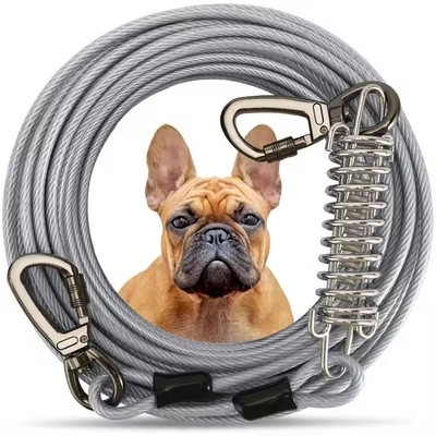 Harga yang bagus Mengikat tali kabel dengan logam tahan musim semi Double-berujung baja lem lapisan kawat traksi tali untuk anjing di luar ruangan on line