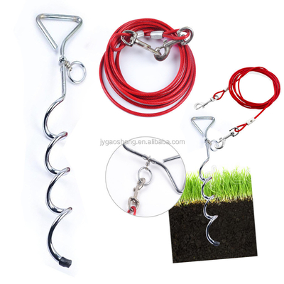 50ft 100ft Dog Training Steel Dog Tie Out Cable And Stake Run Trolley Outdoor
