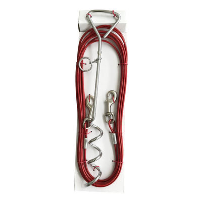 Buon prezzo Rust resistente Heavy Duty Acciaio cane legare fuori cavo e palo con 10 piedi di lunghezza per la sicurezza di ritenuta per animali all'aperto in linea