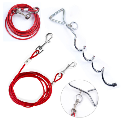 Harga yang bagus Pet Leash Dog Mengikat Kabel dan Stake hingga 90lbs PVC dilapisi on line
