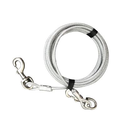 Qualité Hot Selling Customized PVC Coated Steel Wire Rope Pet Outdoor Training Dog Tie Out Cable usine