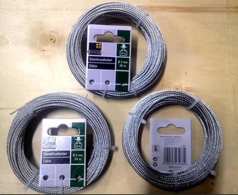 Guter Preis 2.0mm 7x7 Struktur Verzinktes Stahldrahtseil mit 1770 MPa Zugfestigkeit für einen sicheren Schutz Online