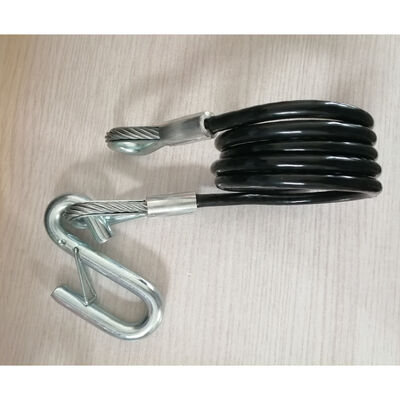 Quality 5000 Lbs Load Capacity PVC Coated Coiled Trailer Safety Cable with Corrosion Resistant S-Hook factory